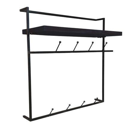 Lizzely Garden & Living Kapstok Hugo 80cm wandplank met 10 haken zwart Lizzely Garden & Living Kapstok Hugo 80cm wandplank met 10 haken zwart