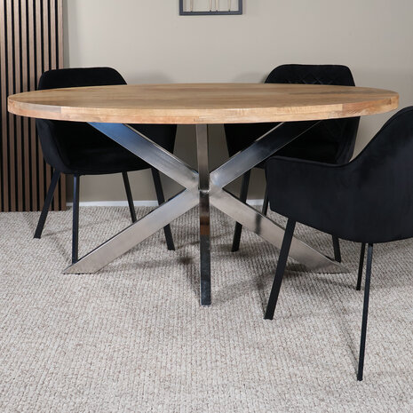 Lizzely Garden & Living Eettafel ovaal mangohout 160cm Lucas lichtbruin met zilver Lizzely Garden & Living Eettafel ovaal mangohout 160cm Lucas lichtbruin met zilver