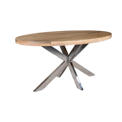 Lizzely Garden & Living Eettafel ovaal mangohout 160cm Lucas lichtbruin met zilver Lizzely Garden & Living Eettafel ovaal mangohout 160cm Lucas lichtbruin met zilver