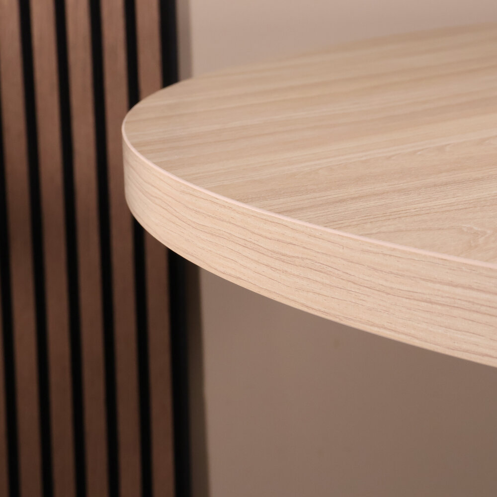 Eettafel rond melamine 130cm Sanne lichtbruin ronde tafel