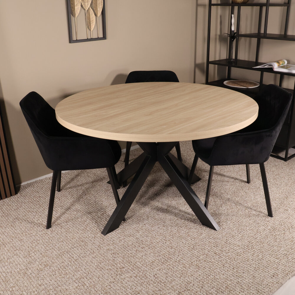 Eettafel rond melamine 130cm Sanne lichtbruin ronde tafel