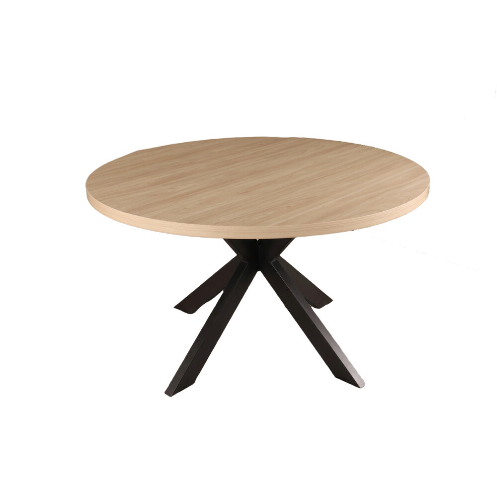 Eettafel rond melamine 130cm Sanne lichtbruin ronde tafel