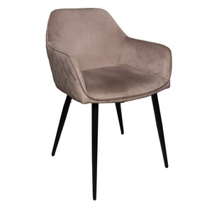Lizzely Garden & Living Eetkamerstoel met armleuning Ares velvet taupe eetstoel