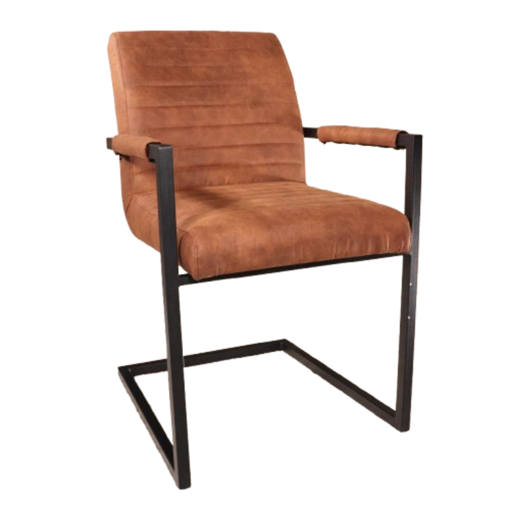 Eetkamerstoel met armleuning cognac microvezel Noor design