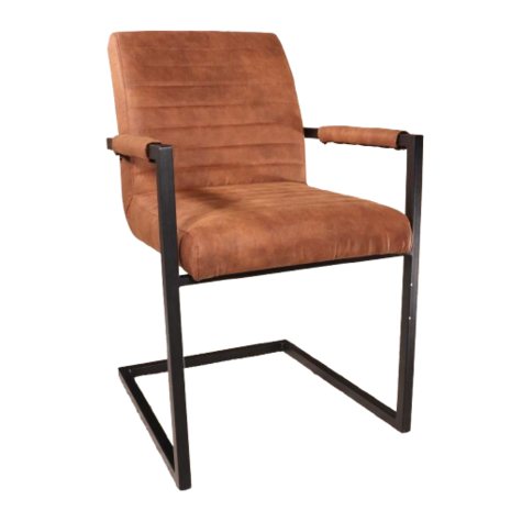 Lizzely Garden & Living Eetkamerstoel met armleuning cognac microvezel Noor design