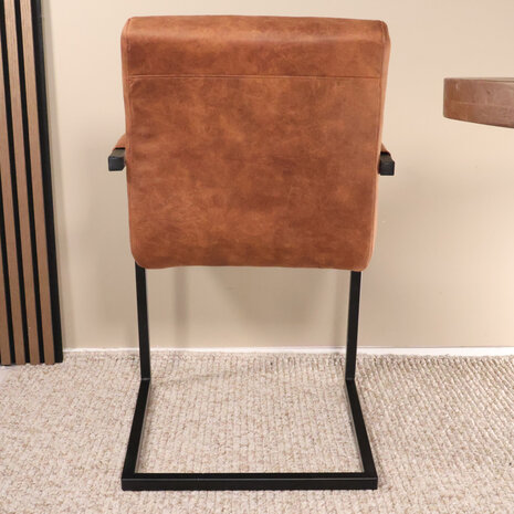 Lizzely Garden & Living Eetkamerstoel met armleuning cognac microvezel Noor design