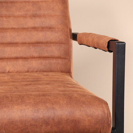 Lizzely Garden & Living Eetkamerstoel met armleuning cognac microvezel Noor design