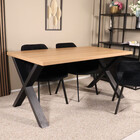 Eettafel melamine Reef lichtbruin 160cm met X-poot