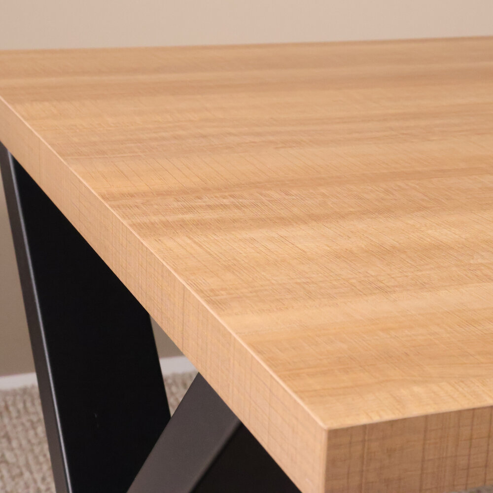 Eettafel melamine Reef lichtbruin 180cm met X-poot langwerpige tafel