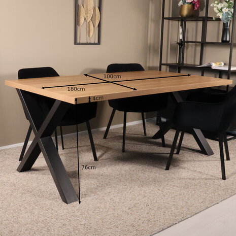 Lizzely Garden & Living Eettafel melamine Reef lichtbruin 180cm met X-poot langwerpige tafel