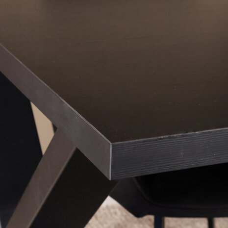 Lizzely Garden & Living Eettafel melamine Reef zwart 160cm met X-poot langwerpige tafel