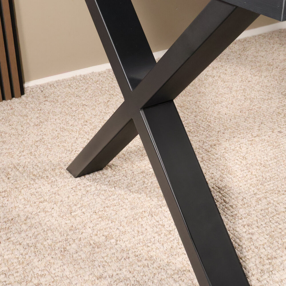 Eettafel melamine Reef zwart 160cm met X-poot langwerpige tafel