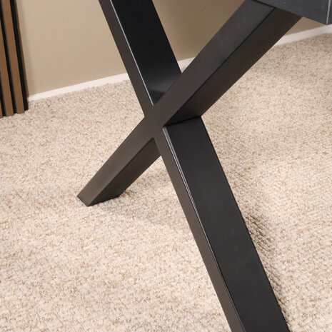 Lizzely Garden & Living Eettafel melamine Reef zwart 160cm met X-poot langwerpige tafel