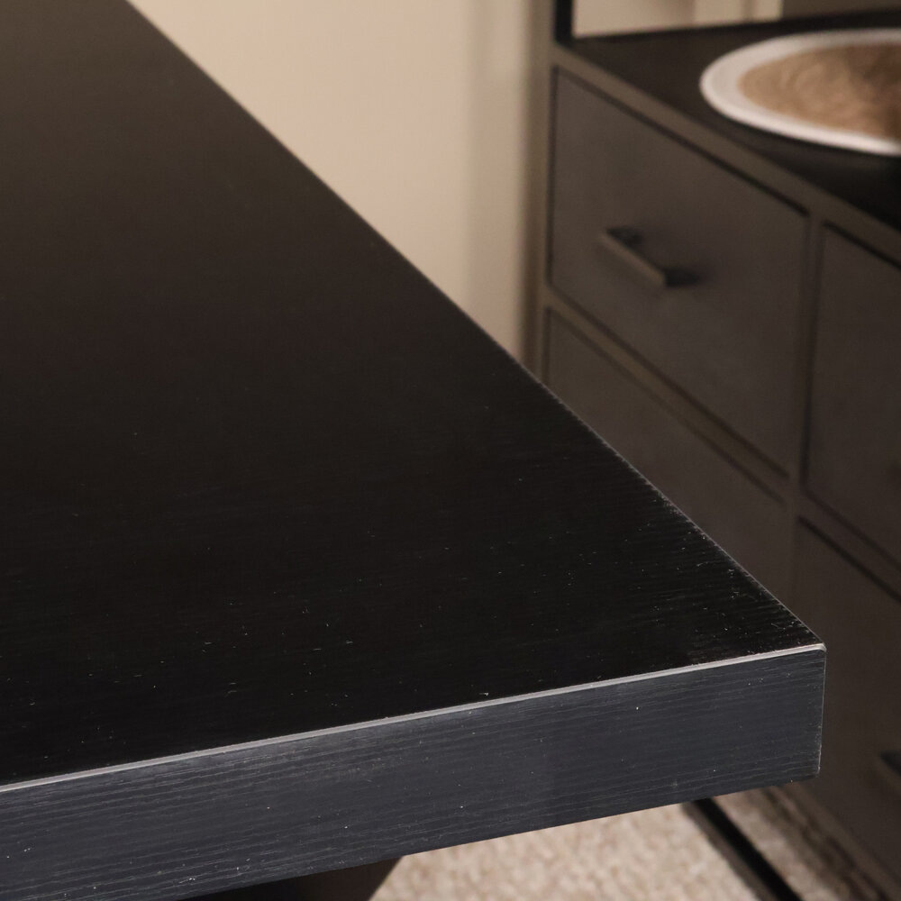 Eettafel melamine Reef zwart 160cm met X-poot langwerpige tafel