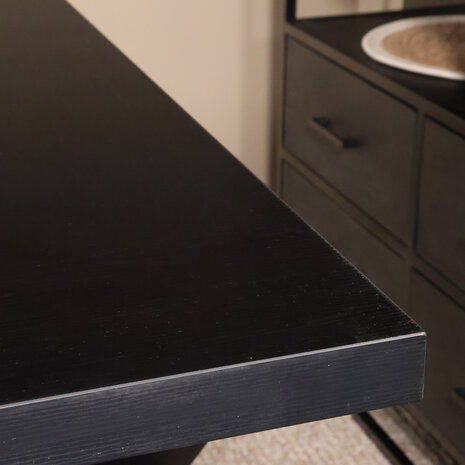 Lizzely Garden & Living Eettafel melamine Reef zwart 160cm met X-poot langwerpige tafel