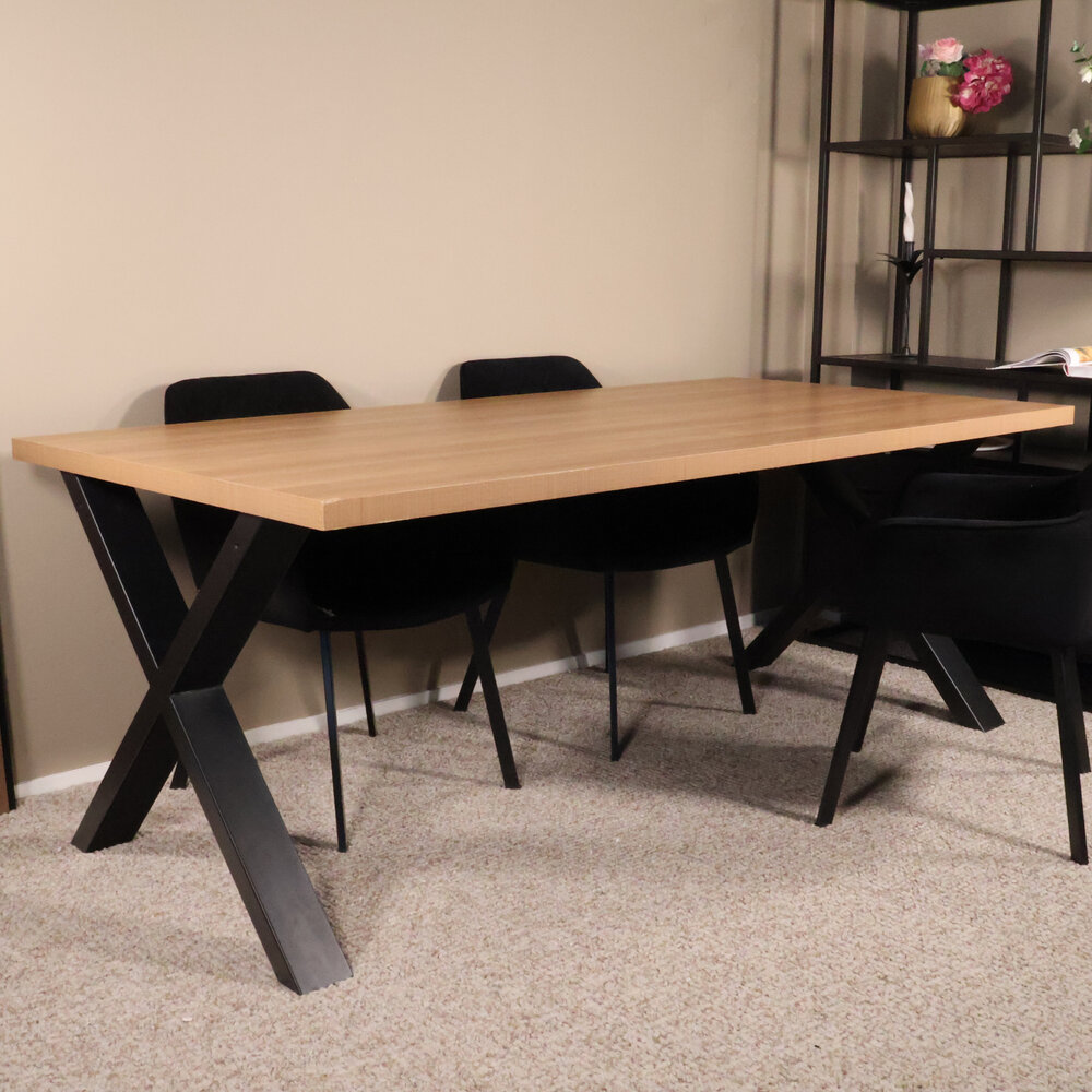 Eettafel melamine Reef lichtbruin 200cm met X-poot langwerpige tafel Eettafel melamine Reef lichtbruin 200cm met X-poot langwerpige tafel