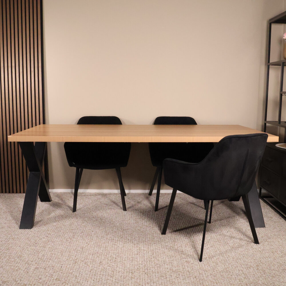 Eettafel melamine Reef lichtbruin 200cm met X-poot langwerpige tafel Eettafel melamine Reef lichtbruin 200cm met X-poot langwerpige tafel