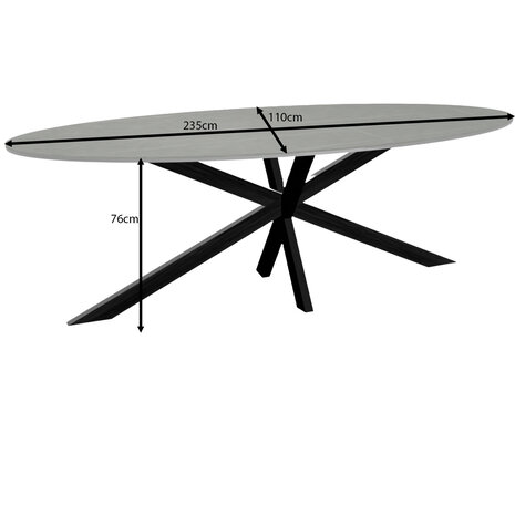 Lizzely Garden & Living Eettafel ovaal 235cm Figo marmerlook grijs ovale tafel