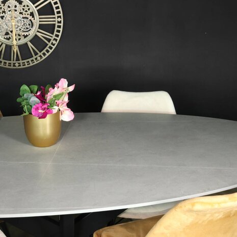 Lizzely Garden & Living Eettafel ovaal 235cm Figo marmerlook grijs ovale tafel