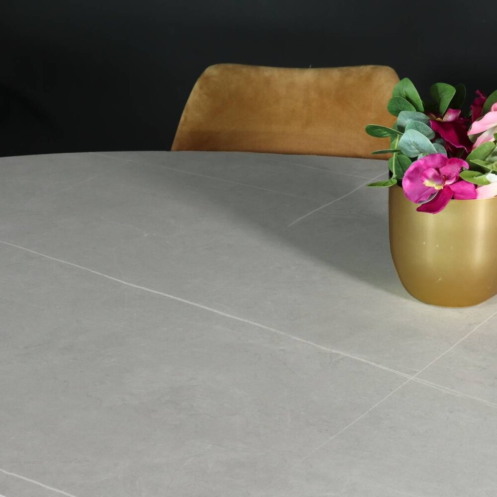 Eettafel ovaal 235cm Figo marmerlook grijs ovale tafel