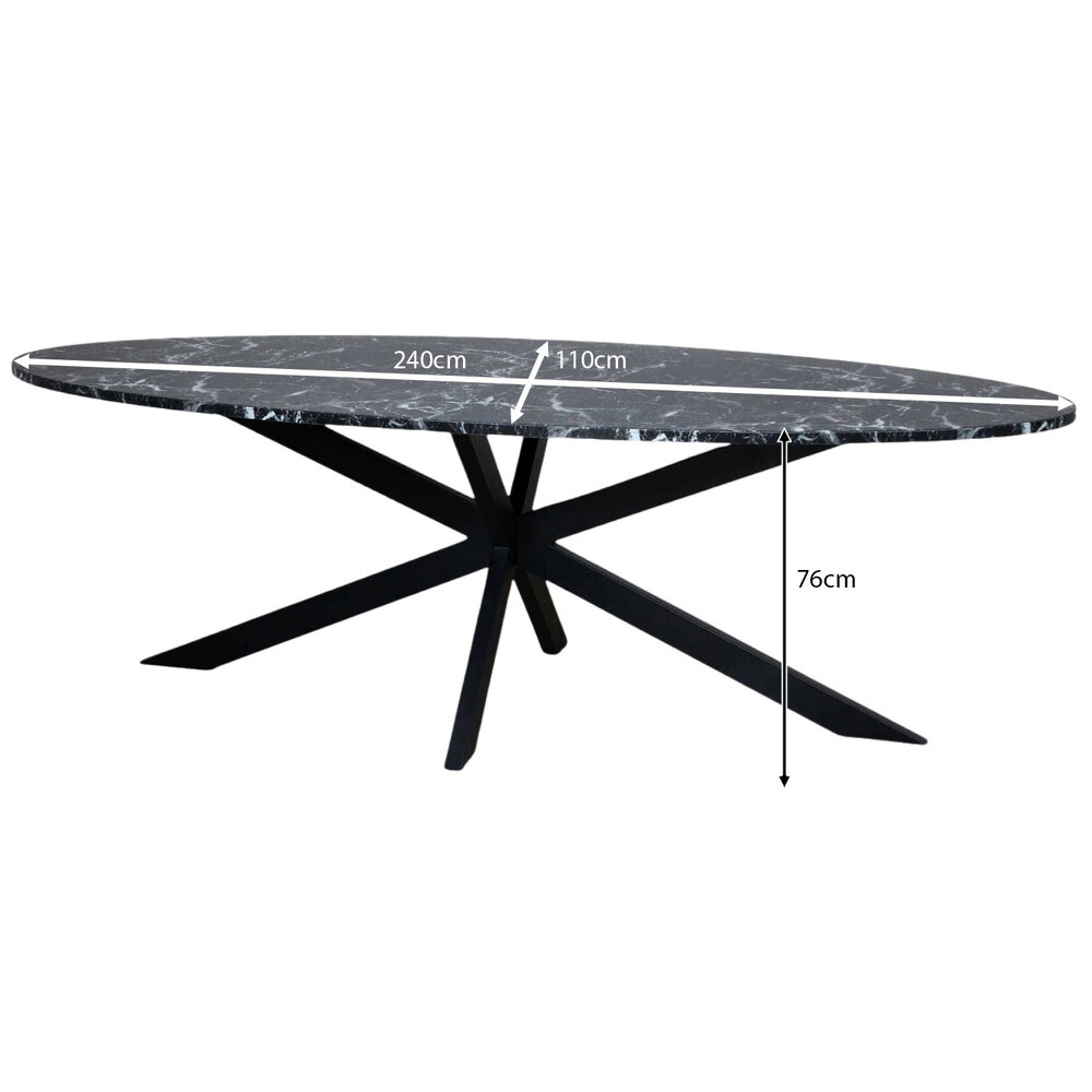 Eettafel ovaal  240cm Jovi marmer zwart ovale tafel Eettafel ovaal  240cm Jovi marmer zwart ovale tafel