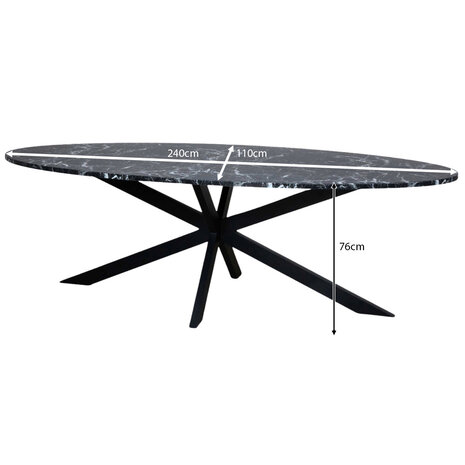 Lizzely Garden & Living Eettafel ovaal  240cm Jovi marmer zwart ovale tafel Lizzely Garden & Living Eettafel ovaal  240cm Jovi marmer zwart ovale tafel