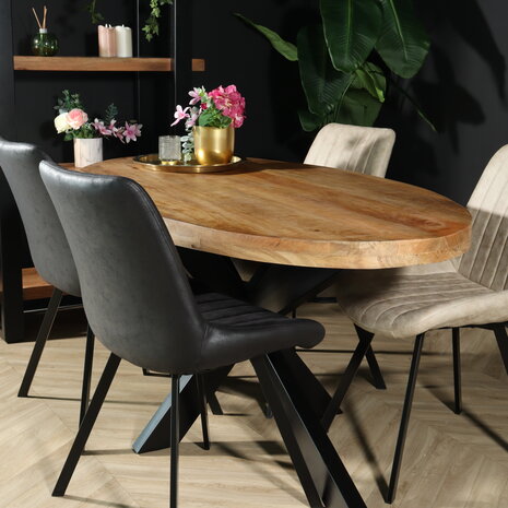 Lizzely Garden & Living Eettafel ovaal melamine 240cm Tommy lichtbruin ovale tafel