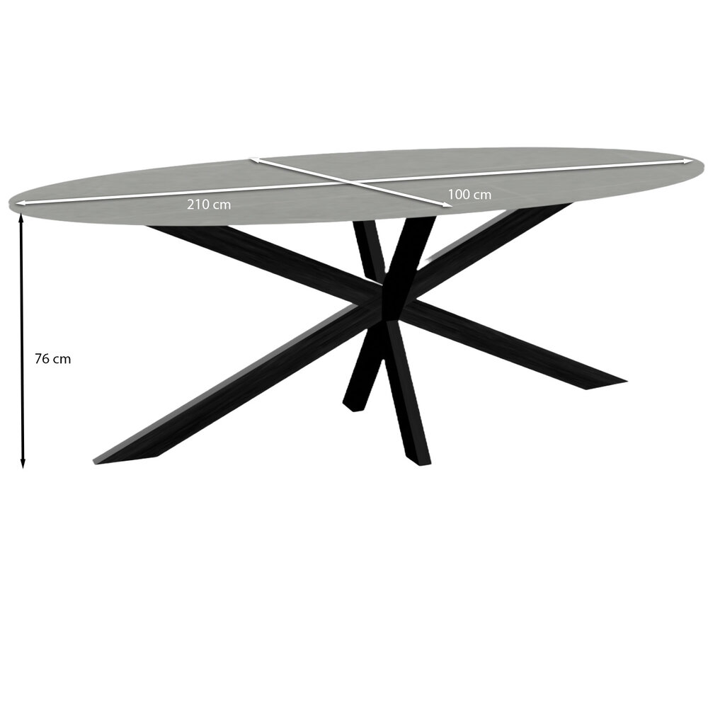 Eettafel ovaal melamine 240cm Tommy grijs ovale tafel Eettafel ovaal melamine 240cm Tommy grijs ovale tafel