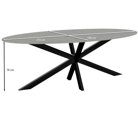 Lizzely Garden & Living Eettafel ovaal melamine 240cm Tommy grijs ovale tafel Lizzely Garden & Living Eettafel ovaal melamine 240cm Tommy grijs ovale tafel