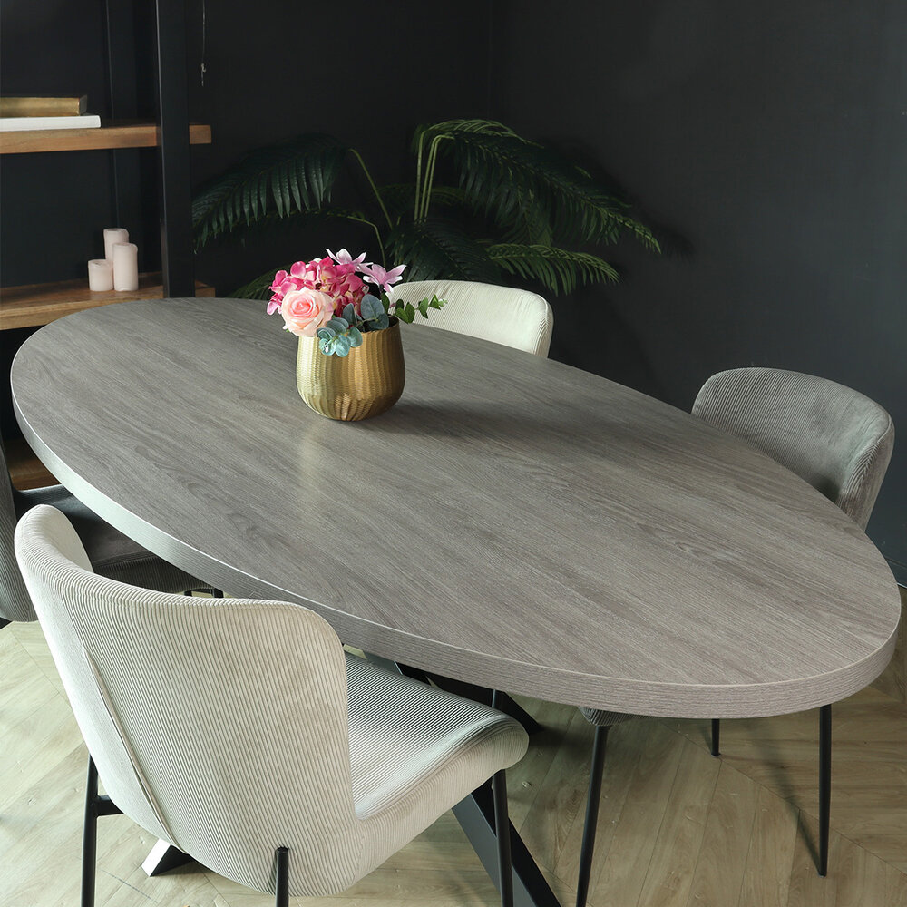 Eettafel ovaal melamine 240cm Tommy grijs ovale tafel Eettafel ovaal melamine 240cm Tommy grijs ovale tafel