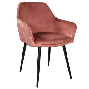 Lizzely Garden & Living Eetkamerstoel met armleuning Ares velvet roze eetstoel