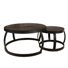 Salontafel rond 2delig mangohout Nuno zwart side table industrieel bijzettafel mango hout Salontafel rond 2delig mangohout Nuno zwart side table industrieel bijzettafel mango hout