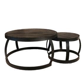 Lizzely Garden & Living Salontafel rond 2delig mangohout Nuno zwart side table industrieel bijzettafel mango hout Lizzely Garden & Living Salontafel rond 2delig mangohout Nuno zwart side table industrieel bijzettafel mango hout