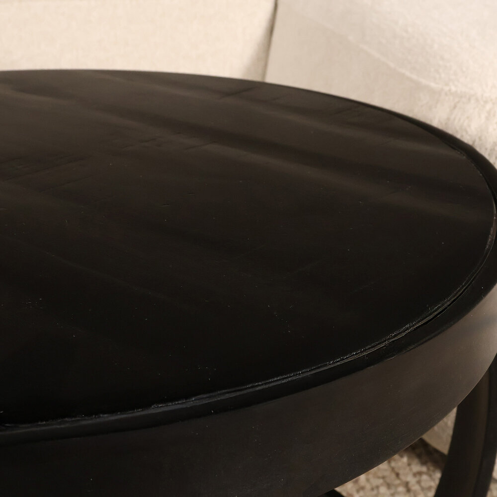 Salontafel rond 2delig mangohout Nuno zwart side table industrieel bijzettafel mango hout Salontafel rond 2delig mangohout Nuno zwart side table industrieel bijzettafel mango hout