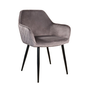 Lizzely Garden & Living Eetkamerstoel met armleuning Ares velvet grijs eetstoel Lizzely Garden & Living Eetkamerstoel met armleuning Ares velvet grijs eetstoel