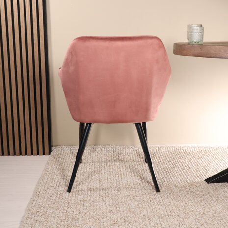 Lizzely Garden & Living Eetkamerstoel met armleuning Darcio roze velvet eetstoel Lizzely Garden & Living Eetkamerstoel met armleuning Darcio roze velvet eetstoel