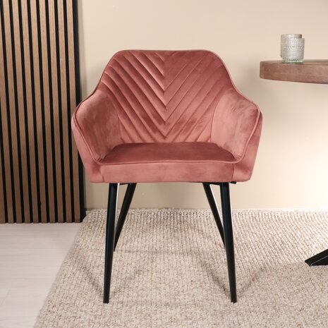 Lizzely Garden & Living Eetkamerstoel met armleuning Darcio roze velvet eetstoel Lizzely Garden & Living Eetkamerstoel met armleuning Darcio roze velvet eetstoel
