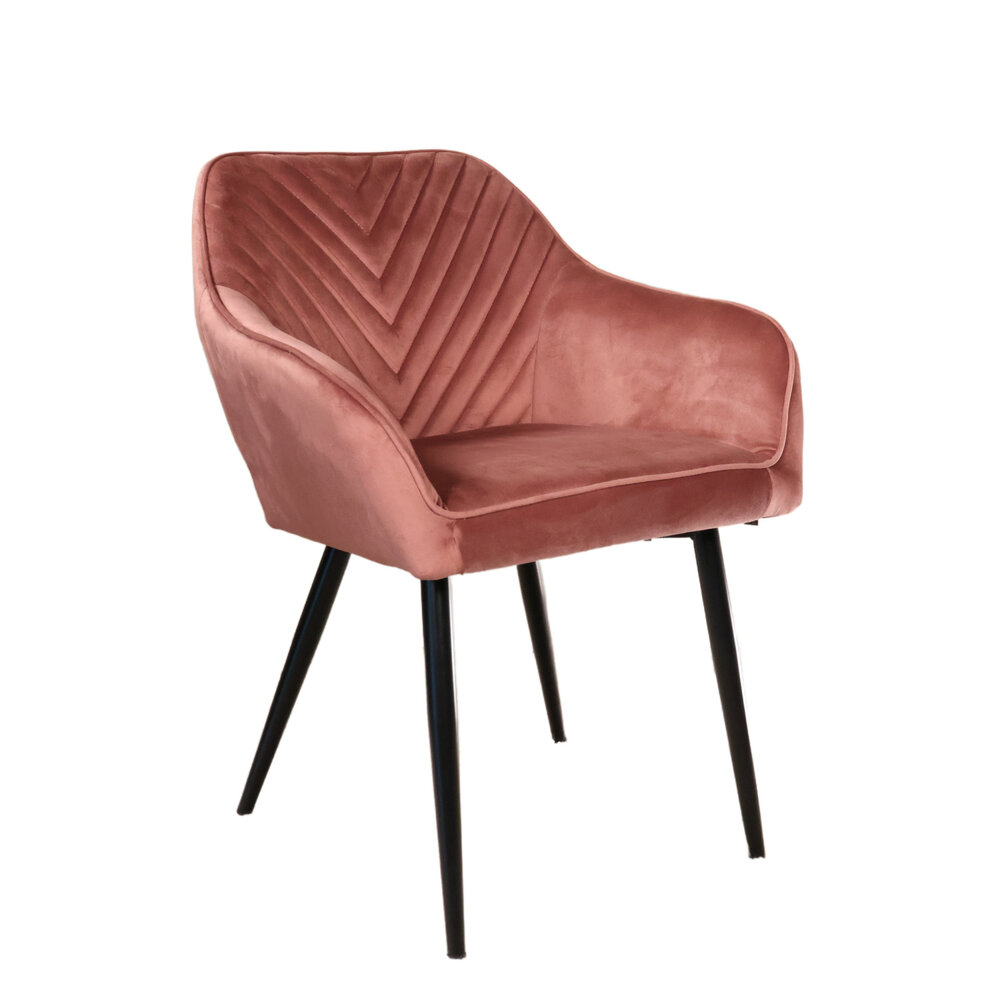 Eetkamerstoel met armleuning Darcio roze velvet eetstoel Eetkamerstoel met armleuning Darcio roze velvet eetstoel