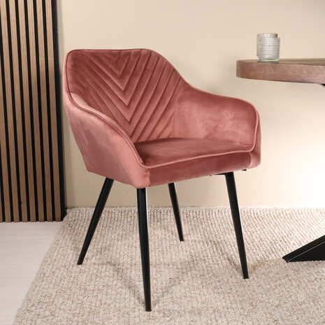 Lizzely Garden & Living Eetkamerstoel met armleuning Darcio roze velvet eetstoel Lizzely Garden & Living Eetkamerstoel met armleuning Darcio roze velvet eetstoel