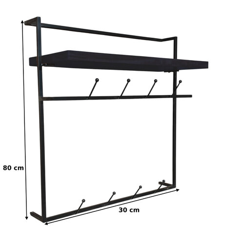 Lizzely Garden & Living Kapstok Hugo 80cm wandplank met 10 haken zwart Lizzely Garden & Living Kapstok Hugo 80cm wandplank met 10 haken zwart