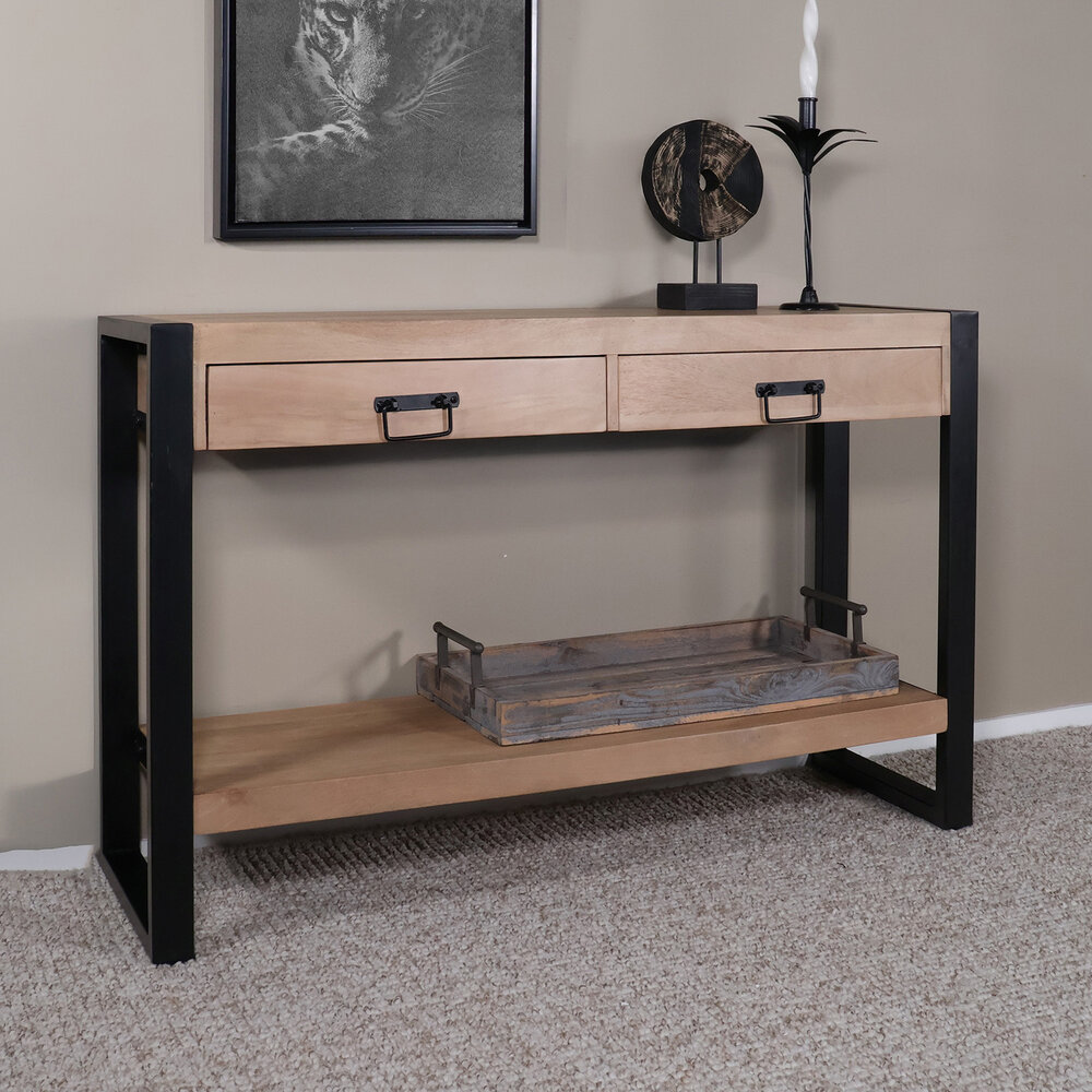 Bijzettafel 120cm mangohout Vera lichtbruin