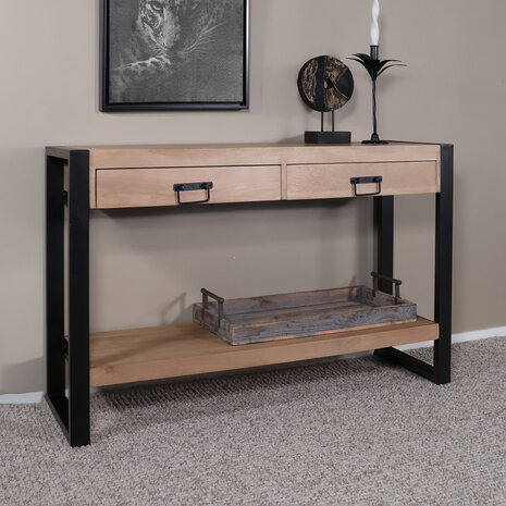 Lizzely Garden & Living Bijzettafel 120cm mangohout Vera lichtbruin