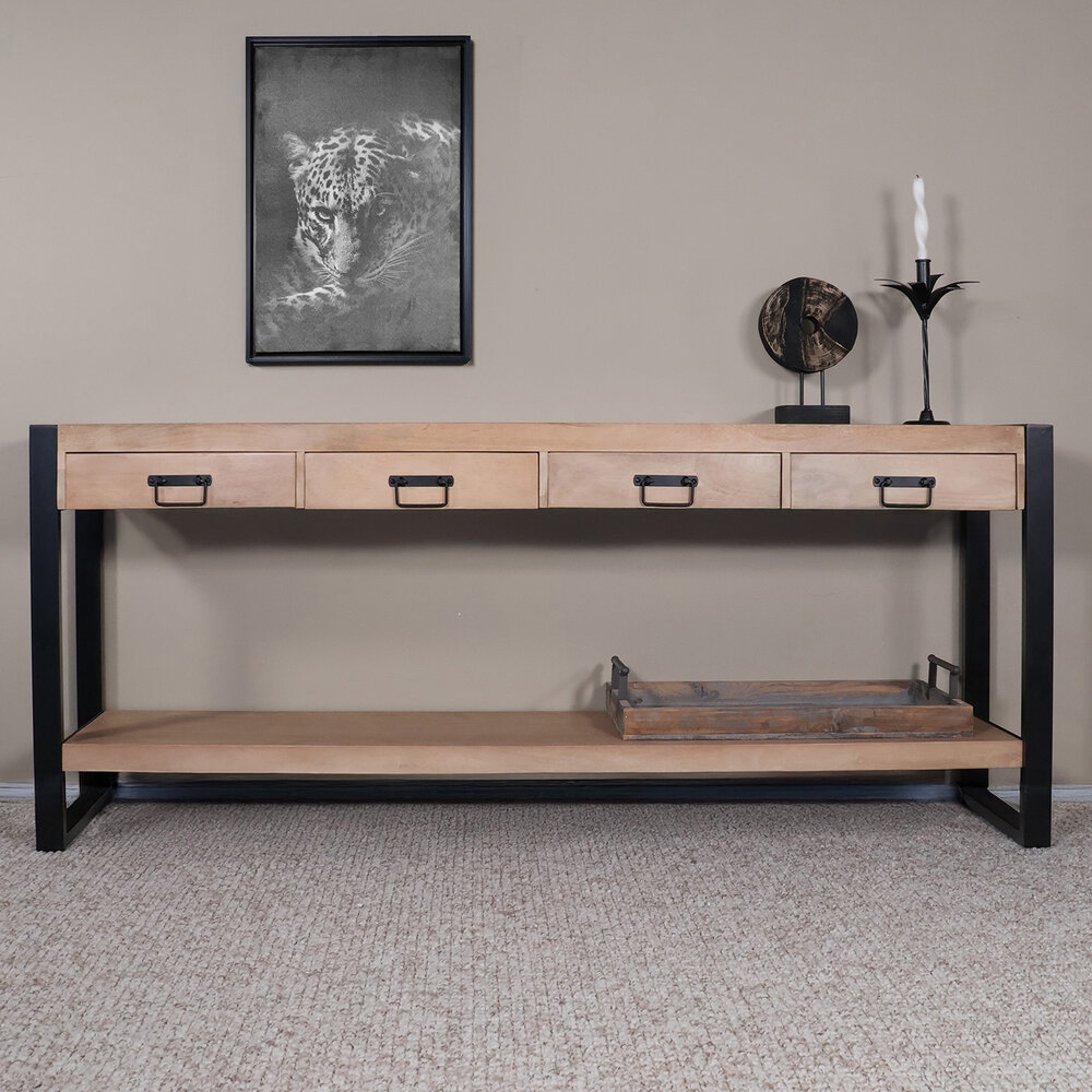 Bijzettafel 180cm mangohout Vera lichtbruin Bijzettafel 180cm mangohout Vera lichtbruin