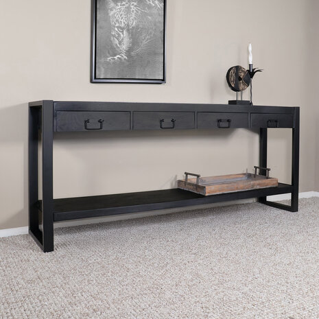 Lizzely Garden & Living Bijzettafel 180cm mangohout Vera zwart Lizzely Garden & Living Bijzettafel 180cm mangohout Vera zwart