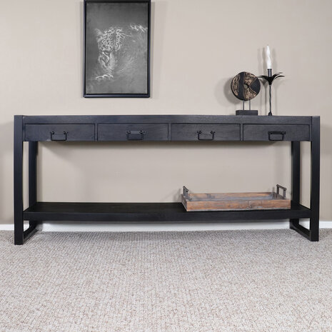 Lizzely Garden & Living Bijzettafel 180cm mangohout Vera zwart Lizzely Garden & Living Bijzettafel 180cm mangohout Vera zwart