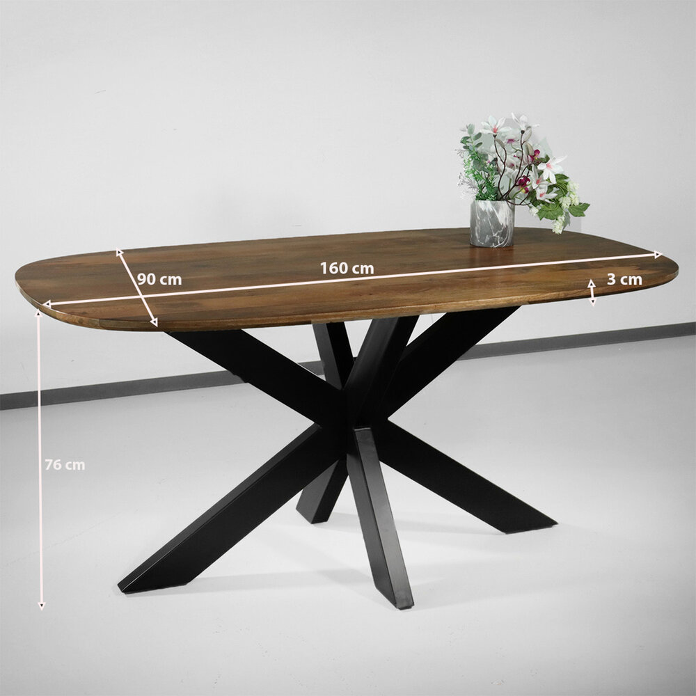 Eettafel deens ovaal mangohout 160cm Austin bruin ovale tafel duurzaam mango eetkamertafel Eettafel deens ovaal mangohout 160cm Austin bruin ovale tafel duurzaam mango eetkamertafel