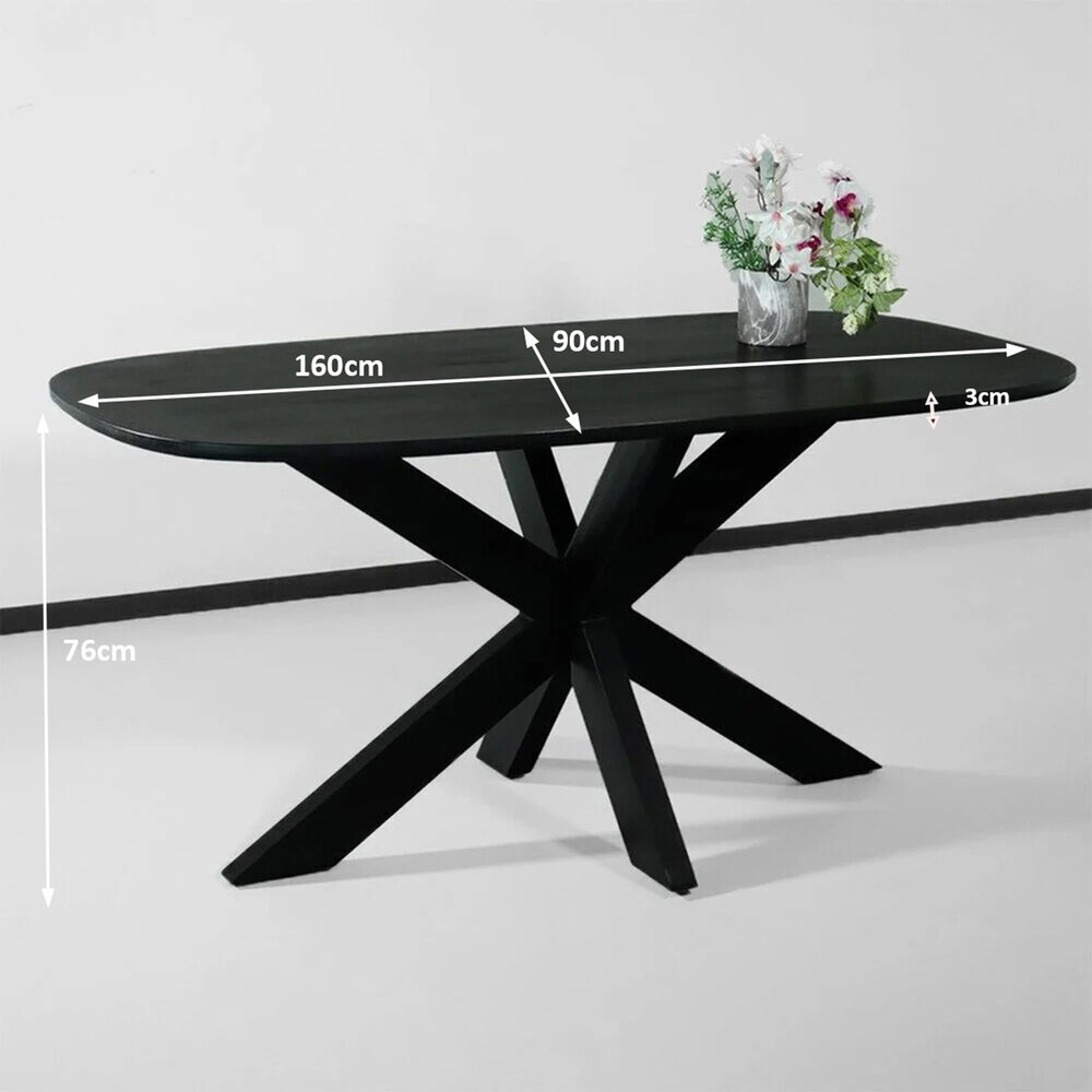 Eettafel deens ovaal mangohout 160cm Austin zwart ovale tafel duurzaam mango eetkamertafel Eettafel deens ovaal mangohout 160cm Austin zwart ovale tafel duurzaam mango eetkamertafel