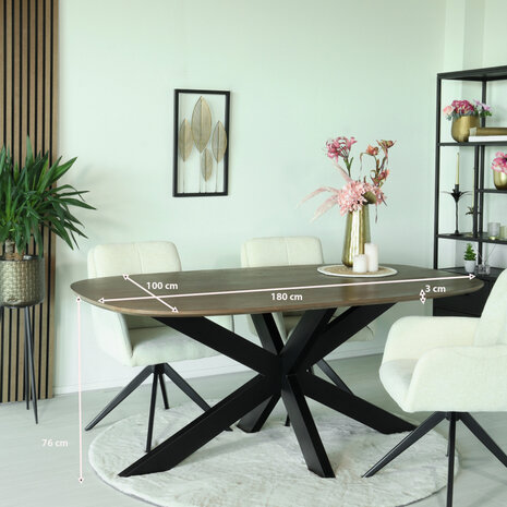 Lizzely Garden & Living Eettafel deens ovaal mangohout 180cm Austin walnoot bruin ovale tafel duurzaam mango eetkamertafel Lizzely Garden & Living Eettafel deens ovaal mangohout 180cm Austin walnoot bruin ovale tafel duurzaam mango eetkamertafel