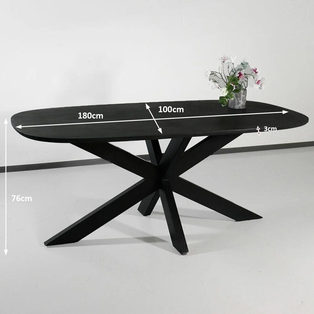 Eettafel deens ovaal mangohout 180cm Austin zwart ovale tafel duurzaam mango eetkamertafel Eettafel deens ovaal mangohout 180cm Austin zwart ovale tafel duurzaam mango eetkamertafel