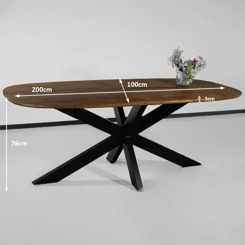 Eettafel deens ovaal mangohout 200cm Austin bruin ovale tafel duurzaam mango eetkamertafel Eettafel deens ovaal mangohout 200cm Austin bruin ovale tafel duurzaam mango eetkamertafel
